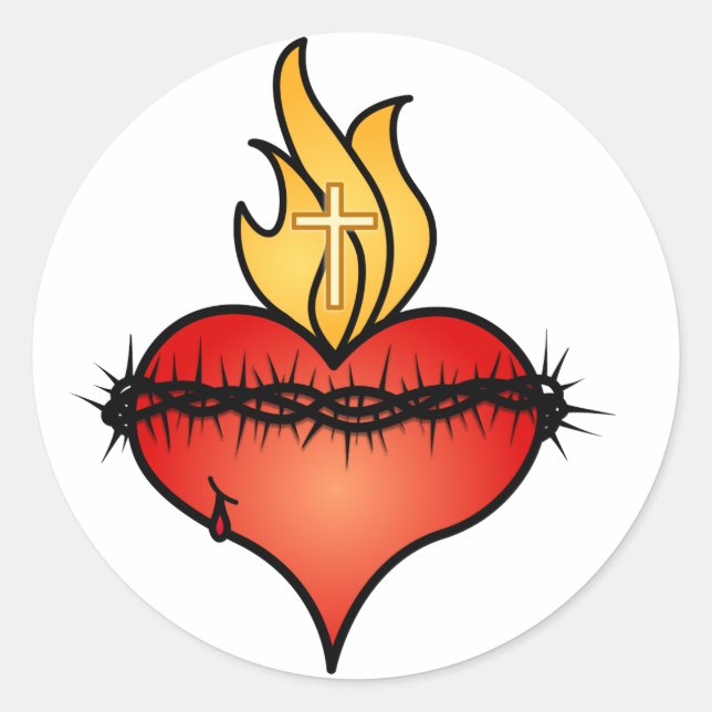 Pegatina Redonda Sagrado Corazón - Personalizado (Anverso)