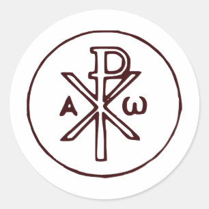 Pegatina Redonda Sagrado Cristograma Chi-Rho Arte Refinado