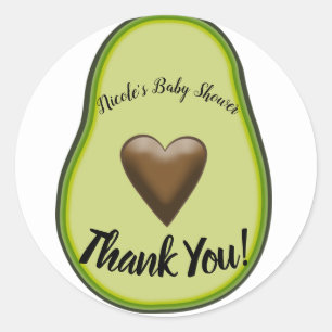 Pegatina Redonda Sagrado Guacamole Heart Aguacate Baby Shower Brida