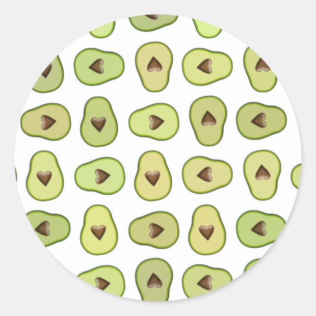 Pegatina Redonda Sagrado Guacamole Heart Aguacate Baby Shower Brida (Anverso)