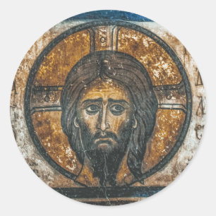 Pegatina Redonda Sagrado pañuelo Jesucristo Icono Ortodoxo