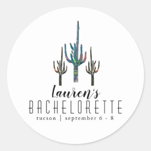 Pegatina Redonda Saguaro Cactus Bachelorette personalizada