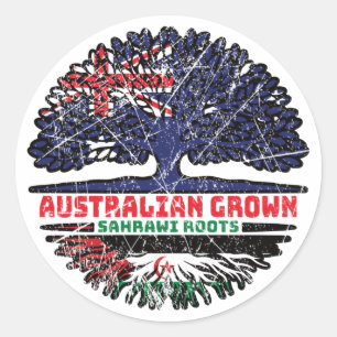 Pegatina Redonda Sahara Occidental Árbol australiano saharaui