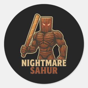 Pegatina Redonda Sahur Noche de Terror - Niños Italianos Divertidos