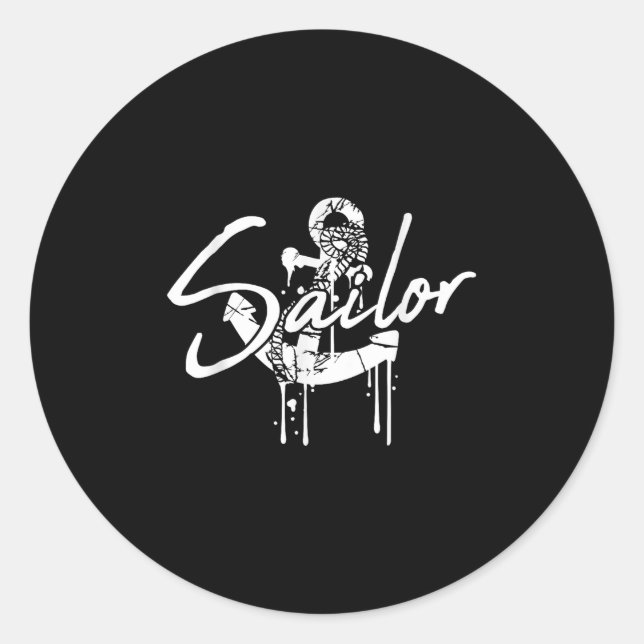 Pegatina Redonda Sailing Logo Symbol Square Sailboat Ship Captain C (Anverso)