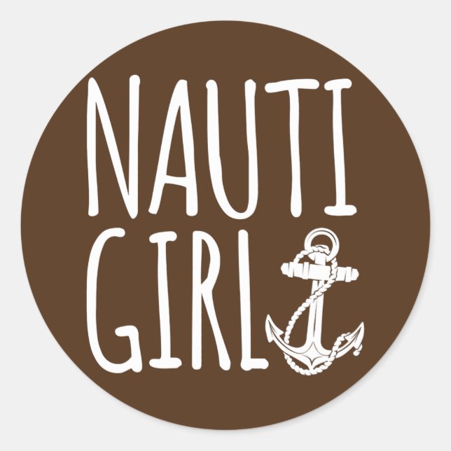 Pegatina Redonda Sailing Nauti Girl Boating  (Anverso)