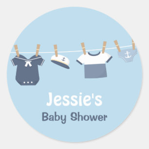 Pegatina Redonda Sailor Clothes Nautical Baby Shower