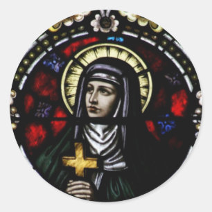 Pegatina Redonda Saint Angela Merici StainGlass Art