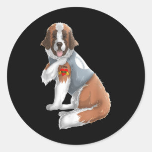 Pegatina Redonda Saint Bernard I Love Mom Tattoo Dog Shirny Mo