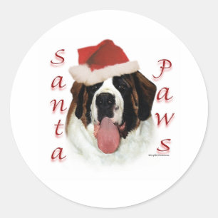 Pegatina Redonda Saint Bernard Santa Paws