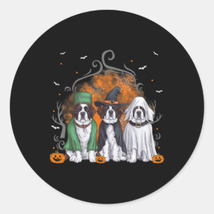 Pegatina Redonda Saint Bernard St. Bernard Dog Halloween Ghost Cost