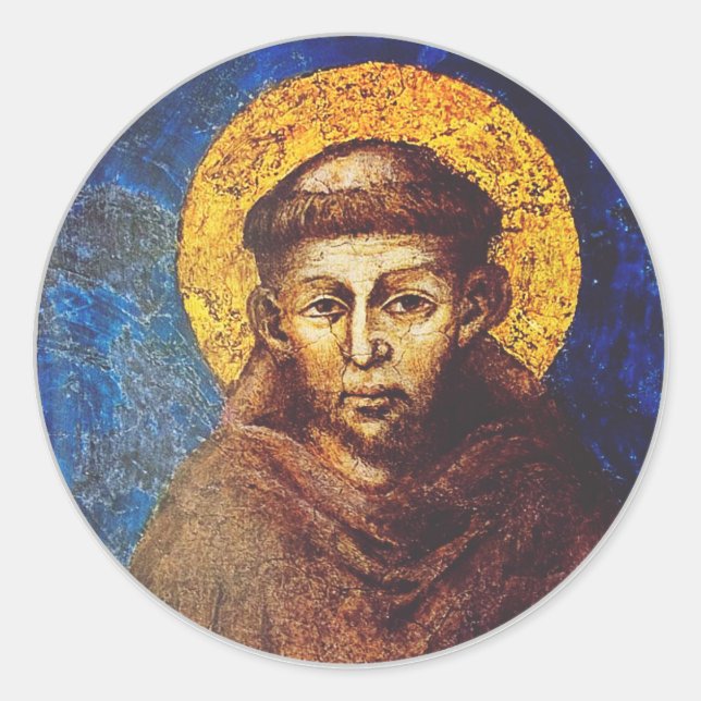 Pegatina Redonda Saint Francis of Assisi The Canticle of Creation (Anverso)