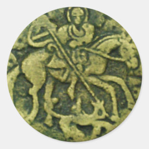 PEGATINA REDONDA SAINT GEORGE Y DRAGON MEDALLION