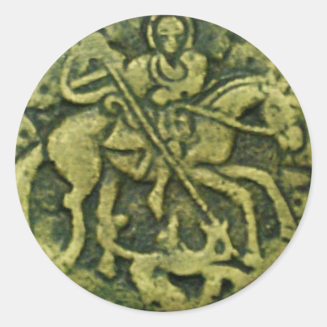 PEGATINA REDONDA SAINT GEORGE Y DRAGON MEDALLION (Anverso)