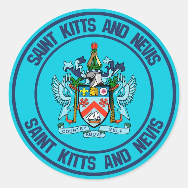 Pegatina Redonda Saint Kitts y Nevis Emblema redondo (Anverso)