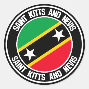 Pegatina Redonda Saint Kitts y Nevis Emblema redondo