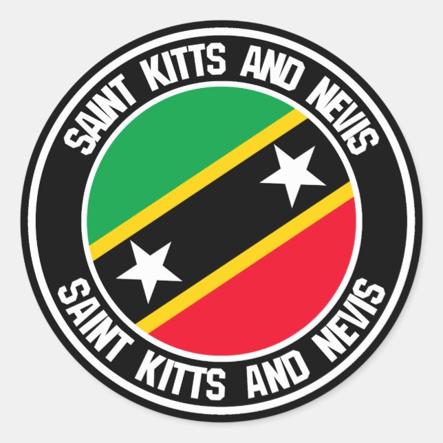 Pegatina Redonda Saint Kitts y Nevis Emblema redondo (Anverso)