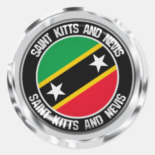Pegatina Redonda Saint Kitts y Nevis Emblema redondo