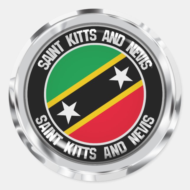 Pegatina Redonda Saint Kitts y Nevis Emblema redondo (Anverso)