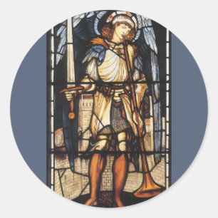 Pegatina Redonda Saint Michael por Sir Edward Coley Burne-Jones