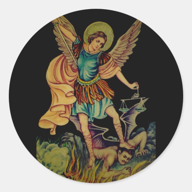 Pegatina Redonda Saint Michael The Archangel (Anverso)