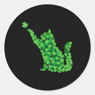 Pegatina Redonda Saint Patrick Day Shamrock Cat Lucky St Patricks D