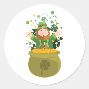 Pegatina Redonda Saint Patrick's Leprechaun