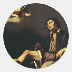 Pegatina Redonda Saint Roch y el Ángel por Guy François