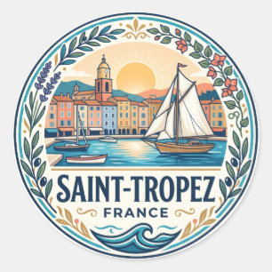 Pegatina Redonda Saint-Tropez Francia