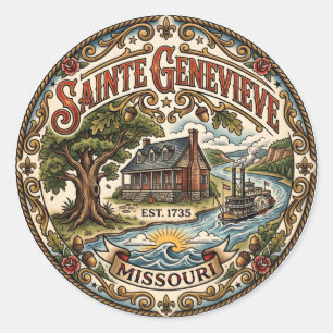 Pegatina Redonda Sainte Genevieve Missouri