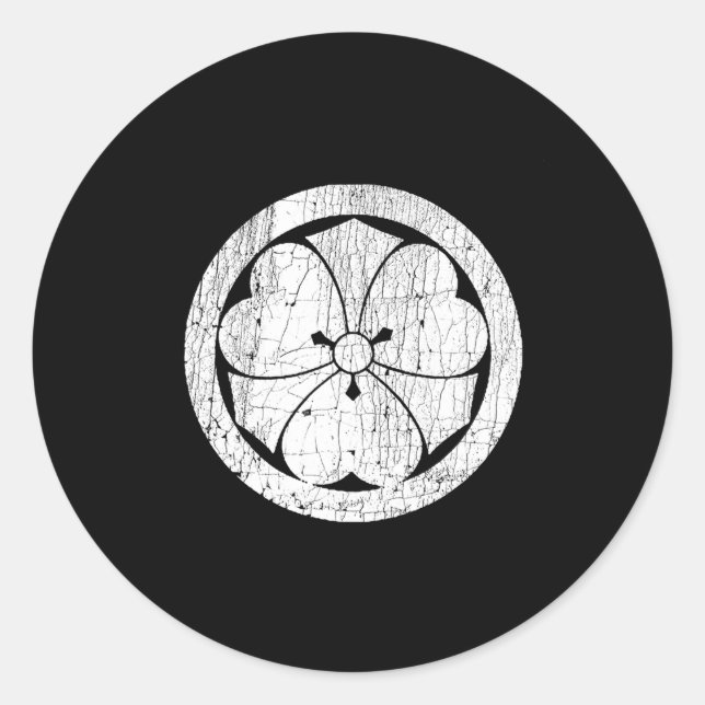 Pegatina Redonda Sakai Mon japonés samurai nitta minamoto clan (Anverso)