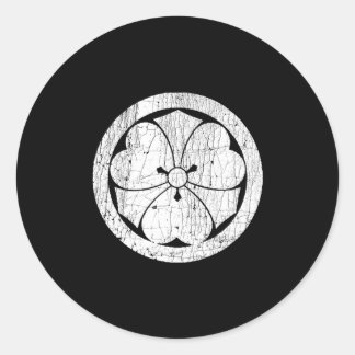 Pegatina Redonda Sakai Mon japonés samurai nitta minamoto clan