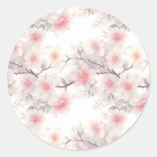 Pegatina Redonda Sakura, flores de cerezo