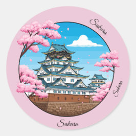 Pegatina Redonda Sakura Japanese Castle Sticker Pack