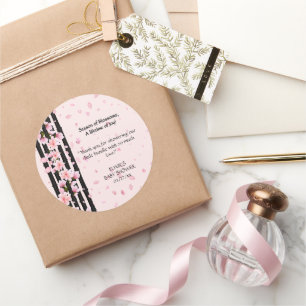 Pegatina Redonda Sakura Spring Cherry florece Baby Shower