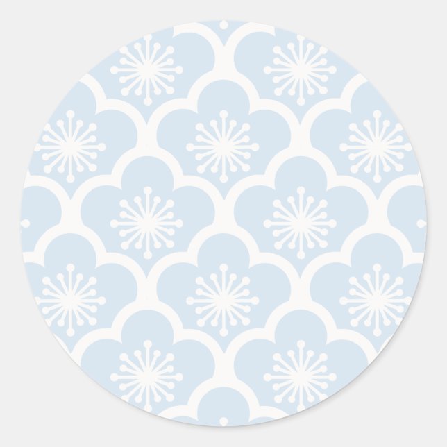 Pegatina Redonda Sakura Suave Neutral - Azul Polvo (Anverso)