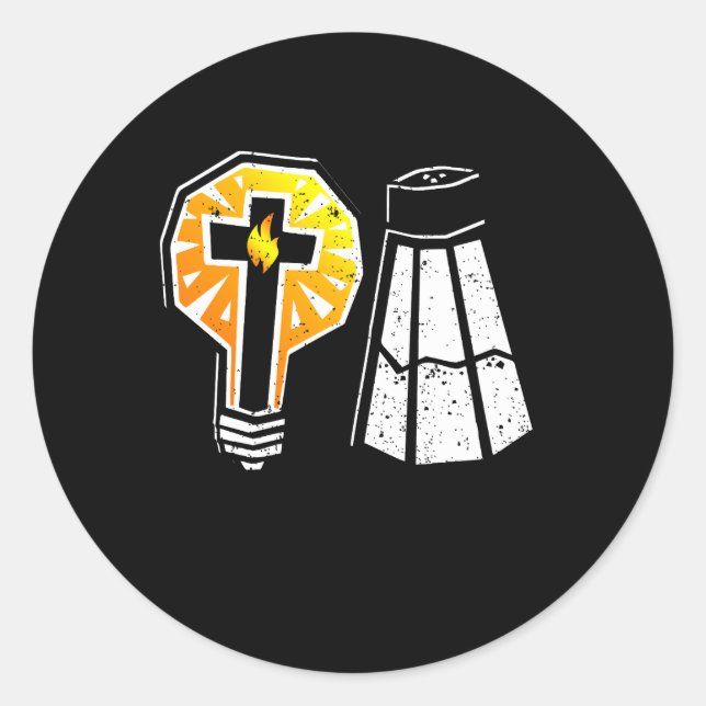 Pegatina Redonda Sal Y Ligera Sea Ye Salt Bible Verses Mateo 5 1 (Anverso)