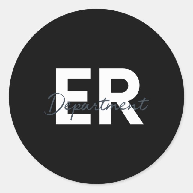 Pegatina Redonda Sala De Emergencia Del Departamento De Emergencia  (Anverso)