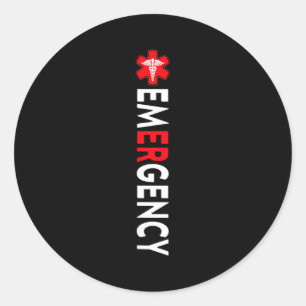 Pegatina Redonda Sala de emergencias divertida enfermera de urgenci