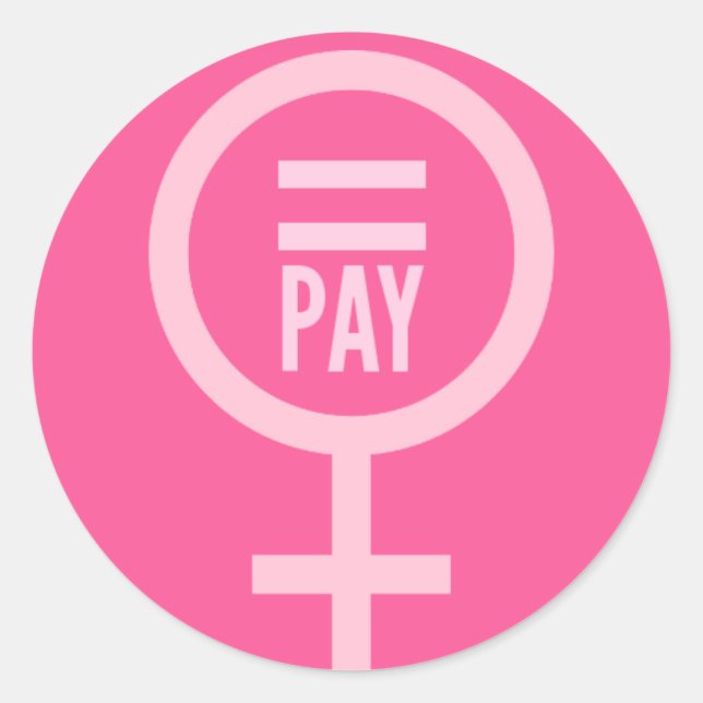 Pegatina Redonda Salarios de las mujeres (Anverso)