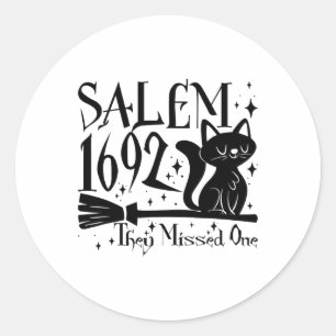 Pegatina Redonda Salem 1692 Halloween Gracioso Se Perdieron Un Gato
