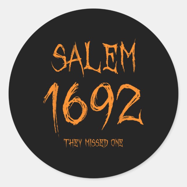 Pegatina Redonda Salem 1692 Se Perdieron Una Graciosa Bruja De Hall (Anverso)