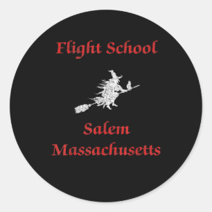 Pegatina Redonda Salem Flight School Halloween Witch Apparft