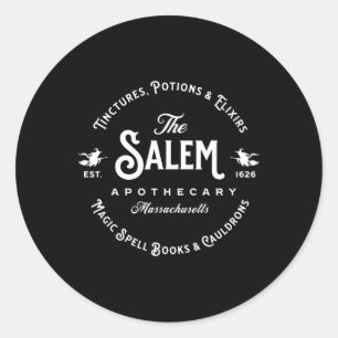 Pegatina Redonda Salem Machusetts Apothecary Vintage Salem Est 1626