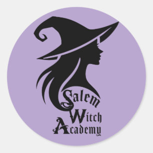 Pegatina Redonda Salem Witch Academy Wiccan Witness Party Halloween