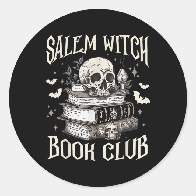Pegatina Redonda Salem Witch Book Club Halloween (Anverso)