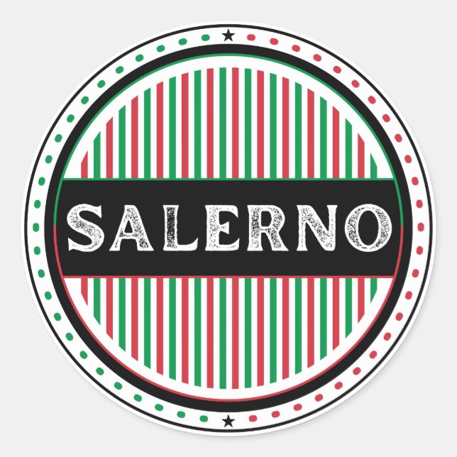 Pegatina Redonda Salerno City Pride Emblem – Italian Identity (Anverso)