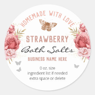 Pegatina Redonda Sales de baño personalizadas Mariposas Florales pa