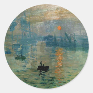 Pegatina Redonda Salida del sol de la impresión de Monet (soleil