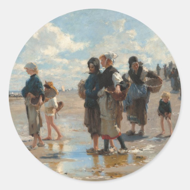 Pegatina Redonda Saliendo a pescar de John Singer Sargent (Anverso)